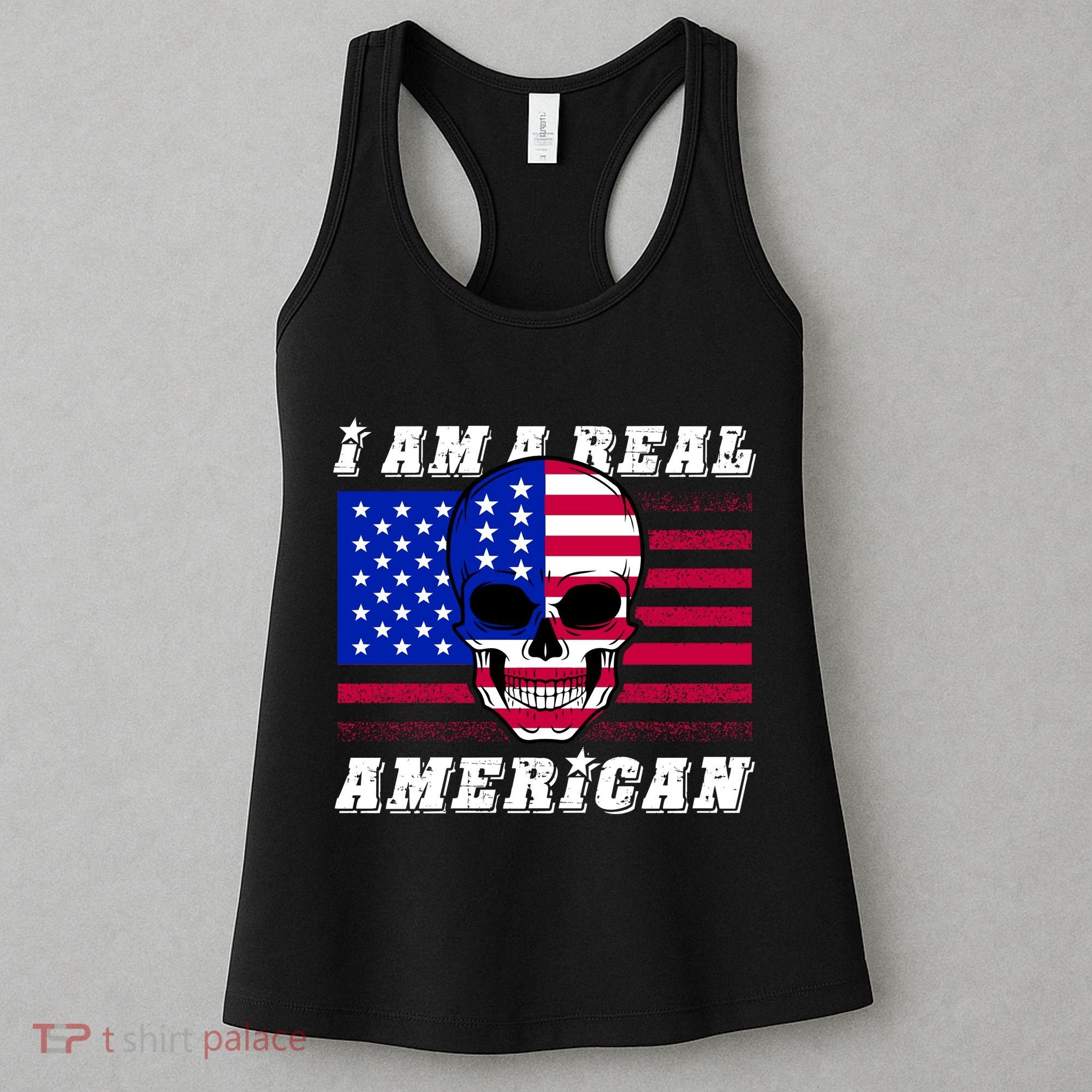 I Am A Real American Skull Flag Women's Tank Top
