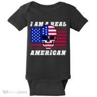 I Am A Real American Skull Flag Baby Bodysuit thumb 0
