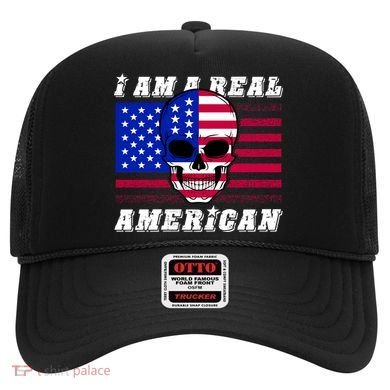 I Am A Real American Skull Flag Hat