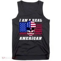 I Am A Real American Skull Flag Tank Top thumb 0