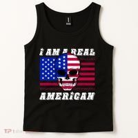 I Am A Real American Skull Flag Tank Top thumb 2