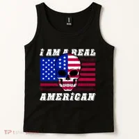 I Am A Real American Skull Flag Tank Top thumb 2