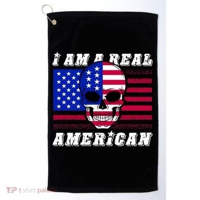 I Am A Real American Skull Flag Golf Towel