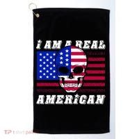 I Am A Real American Skull Flag Golf Towel thumb 0