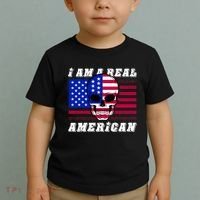 I Am A Real American Skull Flag Toddler T-Shirt thumb 2