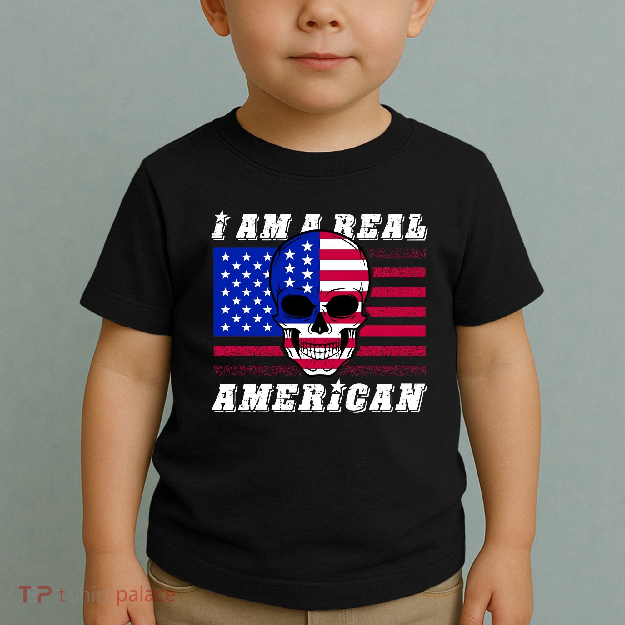 I Am A Real American Skull Flag Toddler T-Shirt