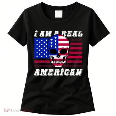 I Am A Real American Skull Flag Women's T-Shirt