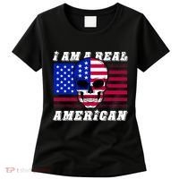 I Am A Real American Skull Flag Women's T-Shirt thumb 0