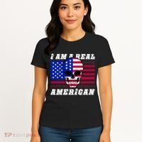 I Am A Real American Skull Flag Women's T-Shirt thumb 4