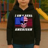 I Am A Real American Skull Flag Kids Hoodie thumb 3