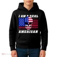I Am A Real American Skull Flag Kids Hoodie thumb 4