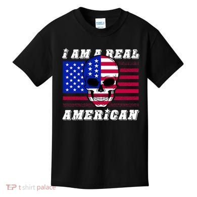 I Am A Real American Skull Flag Kids T-Shirt