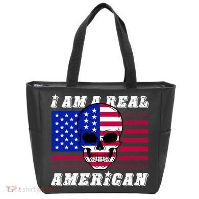 I Am A Real American Skull Flag Tote Bag