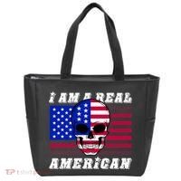 I Am A Real American Skull Flag Tote Bag thumb 0