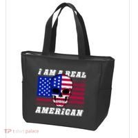I Am A Real American Skull Flag Tote Bag thumb 3