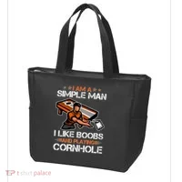 I Am A Simple Man I Like Boobs And Playing Cornhole Tote Bag thumb 3