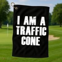 I Am a Traffic Cone Lazy costume Golf Towel thumb 1