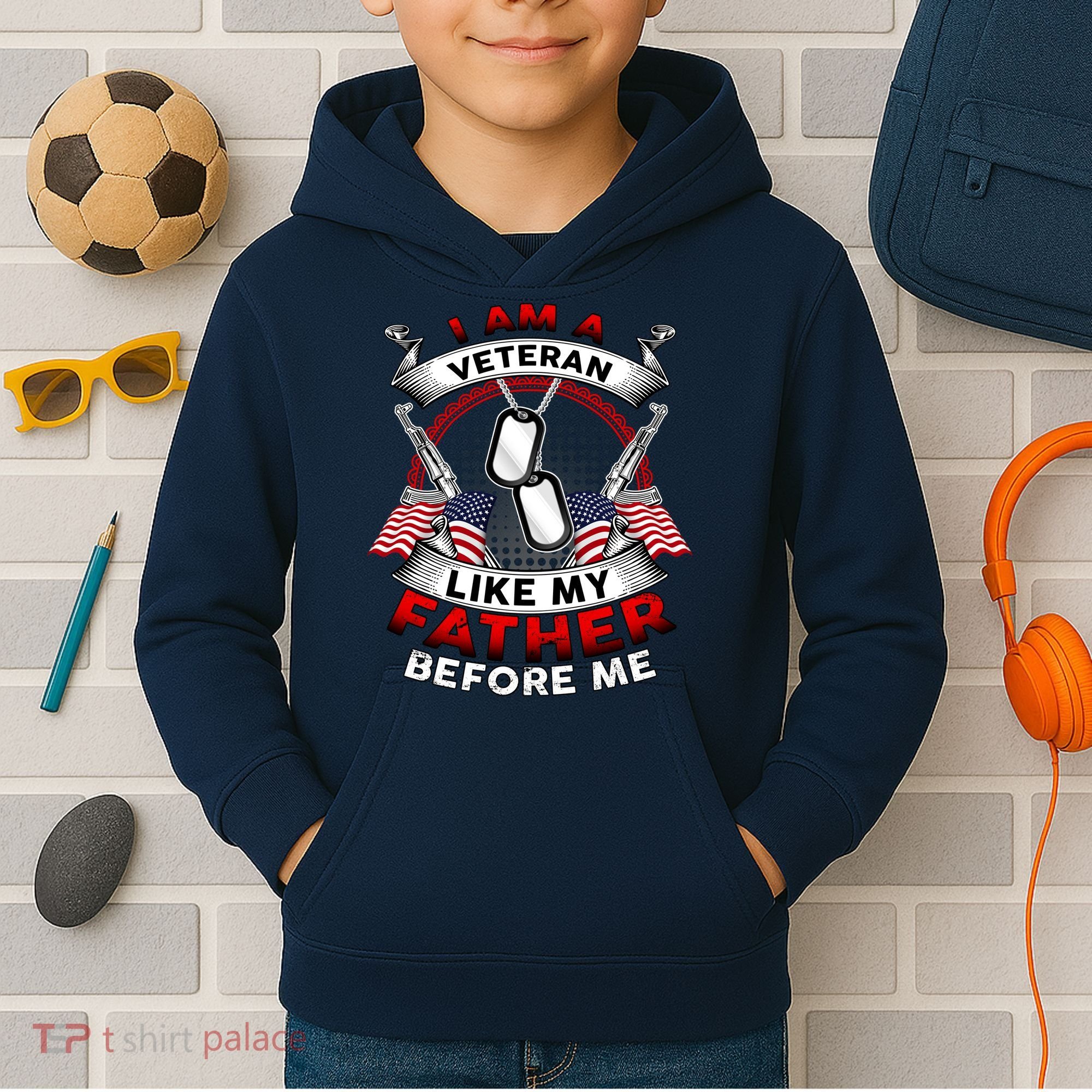 I Am A Veteran Like My Father Before Me Kids Hoodie