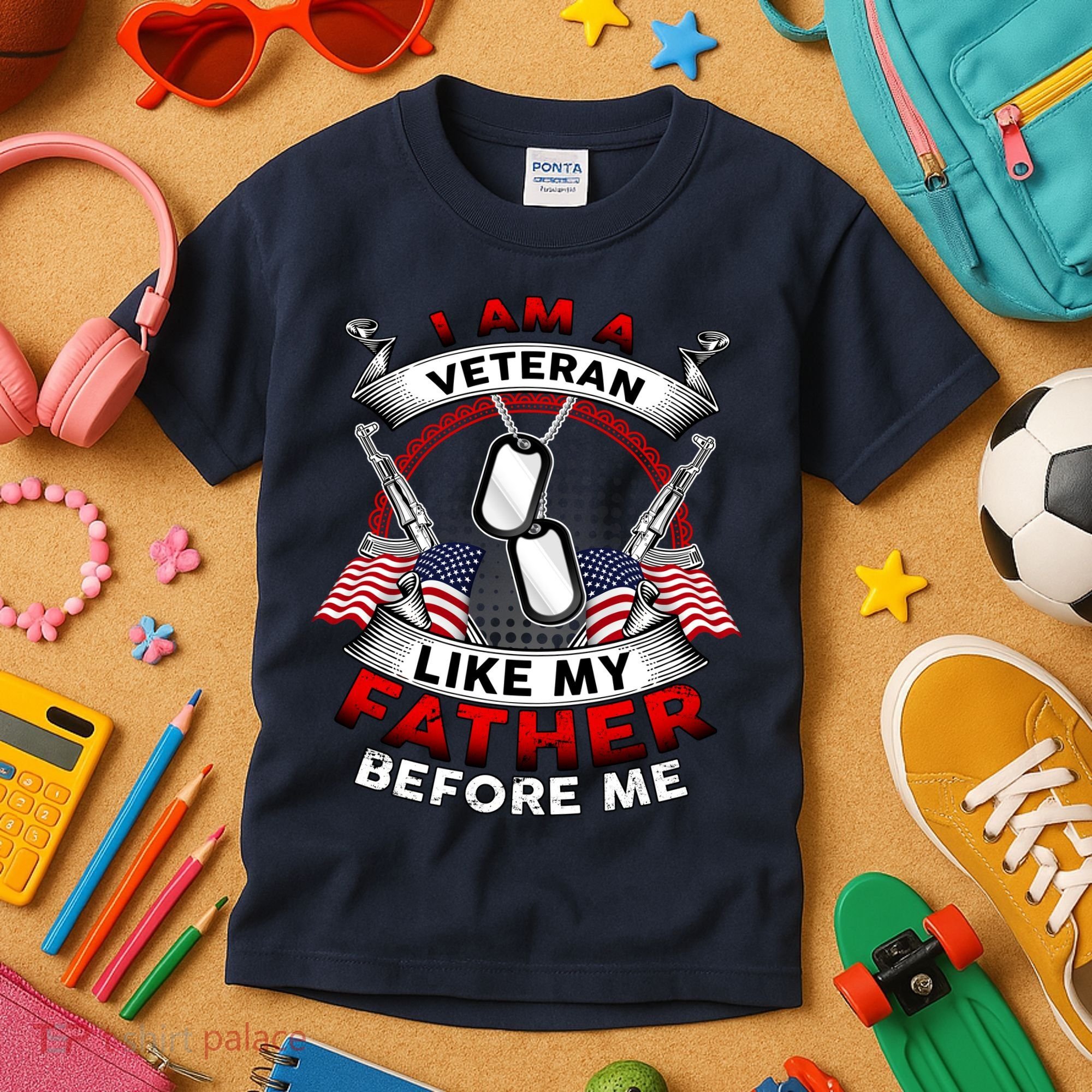 I Am A Veteran Like My Father Before Me Kids T-Shirt