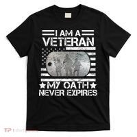 I Am A Veteran My Oath Never Expires Dog Tag T-Shirt thumb 0