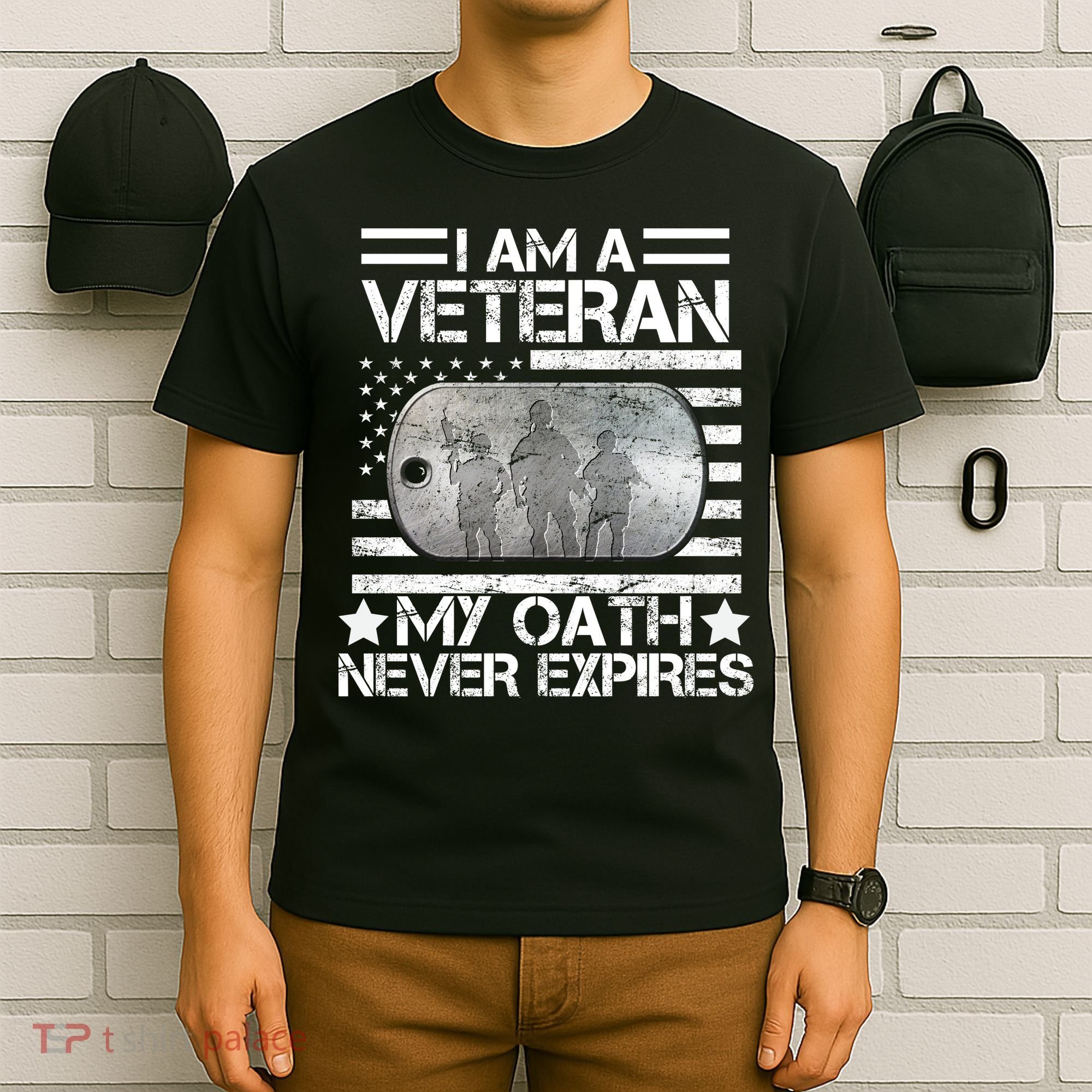 I Am A Veteran My Oath Never Expires Dog Tag T-Shirt
