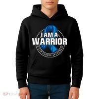 I Am A Warrior Colon Cancer Awareness Kids Hoodie thumb 4