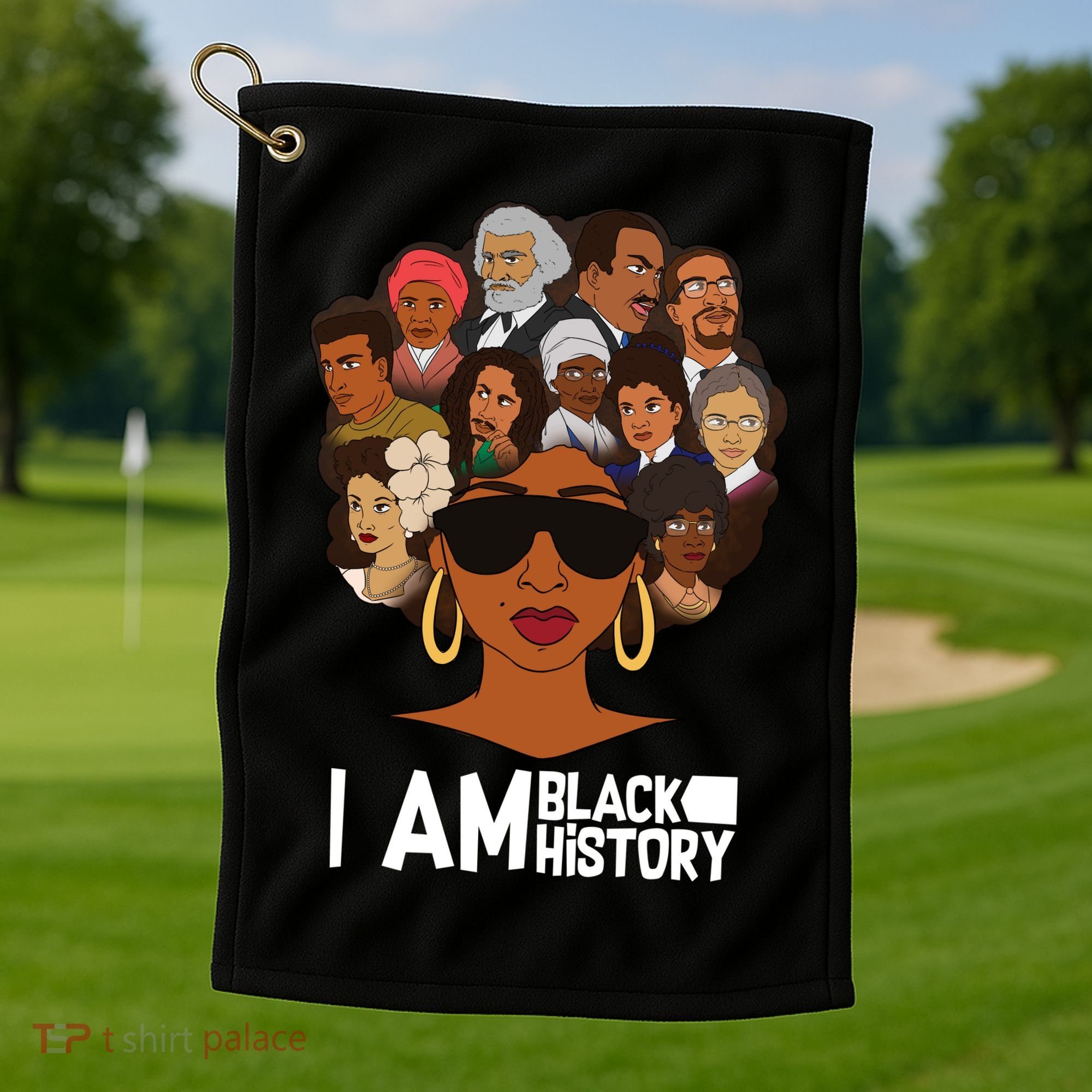 I Am Black History Love My Roots Golf Towel