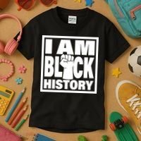 I Am Black History Proud African American Kids T-Shirt thumb 3