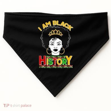 I Am Black History Royal Black Woman USA-Made Doggie Bandana