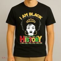 I Am Black History Royal Black Woman T-Shirt thumb 3