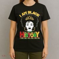 I Am Black History Royal Black Woman T-Shirt thumb 4