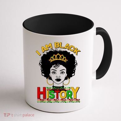 I Am Black History Royal Black Woman Coffee Mug back