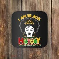 I Am Black History Royal Black Woman Coaster thumb 0