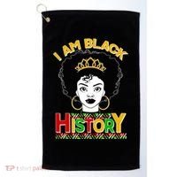 I Am Black History Royal Black Woman Golf Towel thumb 0