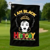 I Am Black History Royal Black Woman Golf Towel thumb 1