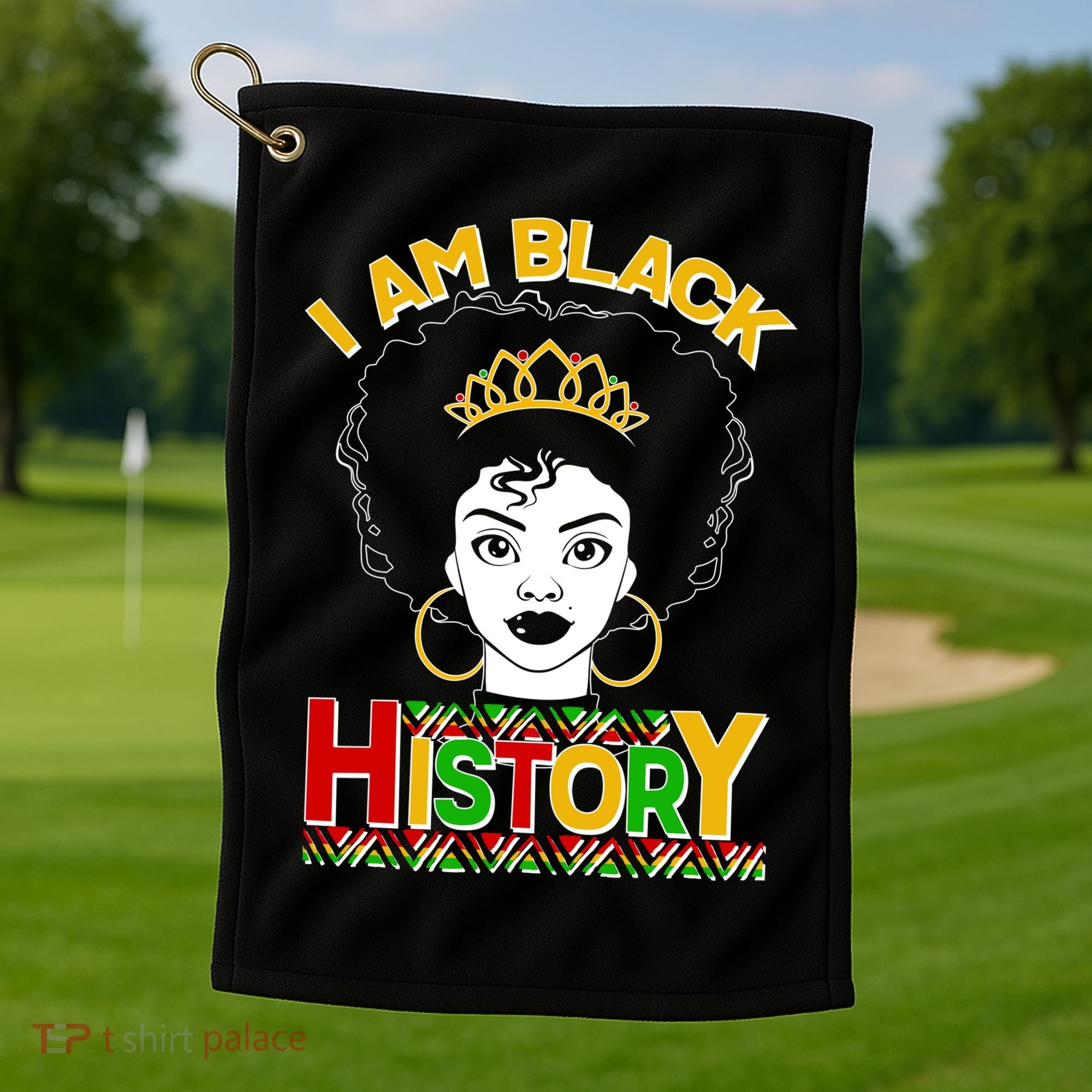 I Am Black History Royal Black Woman Golf Towel