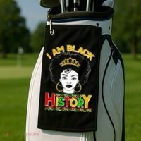 I Am Black History Royal Black Woman Golf Towel thumb 2