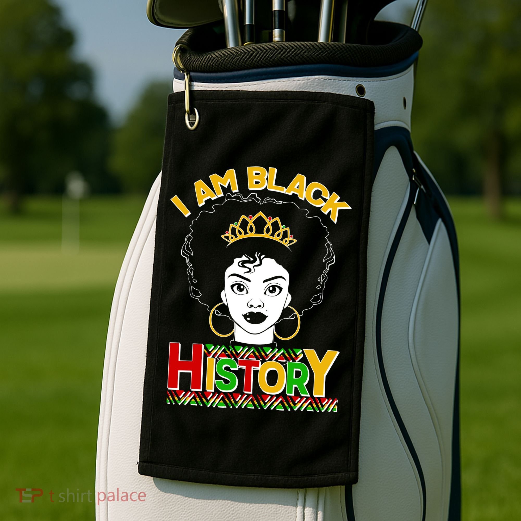 I Am Black History Royal Black Woman Golf Towel