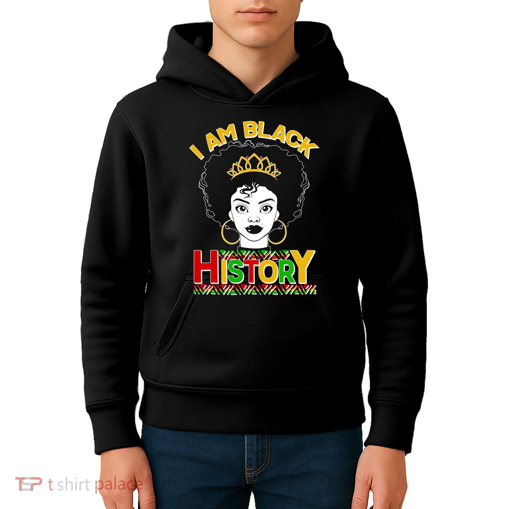 I Am Black History Royal Black Woman Kids Hoodie