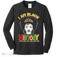 I Am Black History Royal Black Woman Kids Long Sleeve Shirt thumb 0