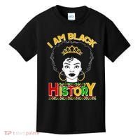 I Am Black History Royal Black Woman Kids T-Shirt thumb 0