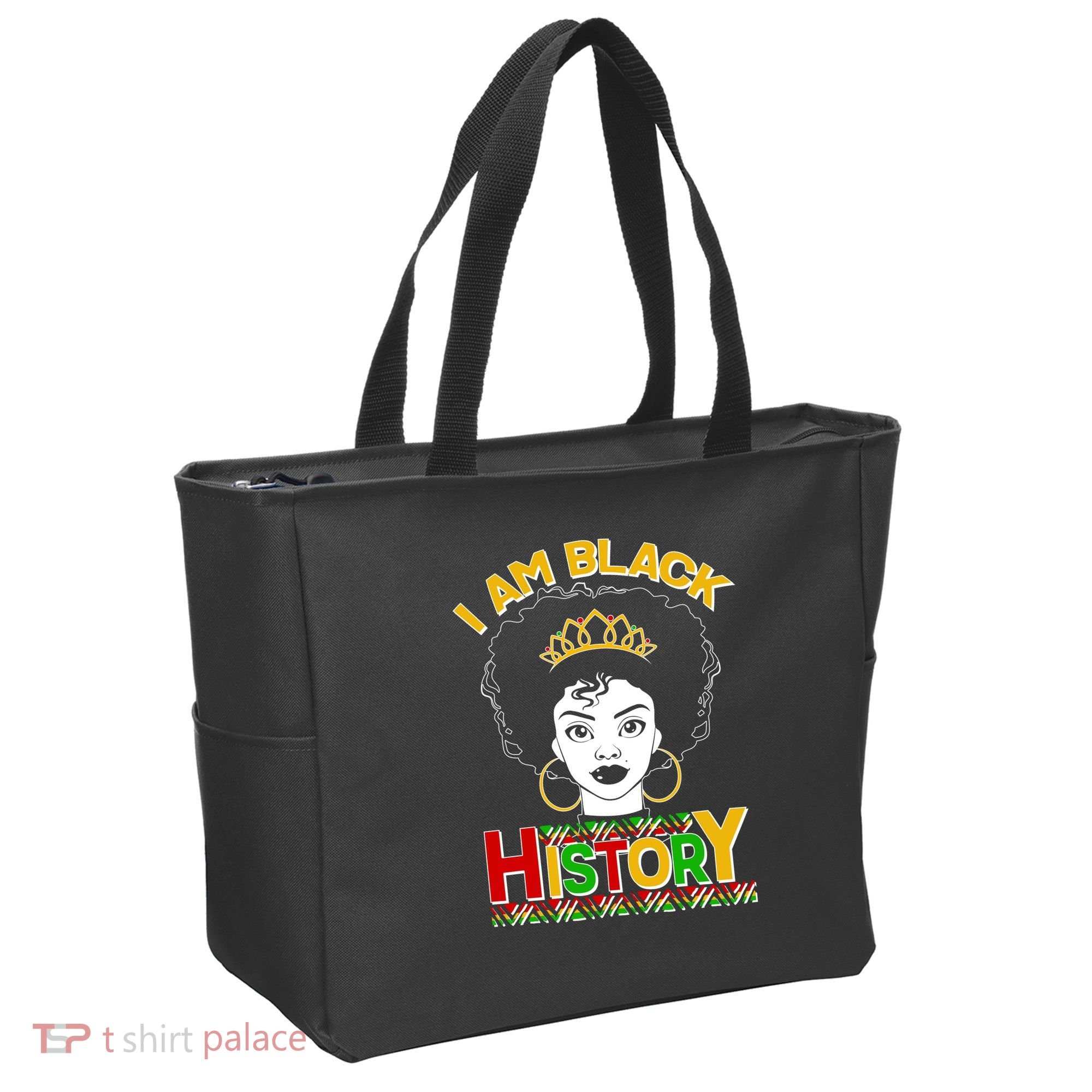 I Am Black History Royal Black Woman Tote Bag