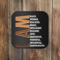 I Am Black Woman Educated Black History Month Coaster thumb 0