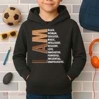 I Am Black Woman Educated Black History Month Kids Hoodie thumb 2