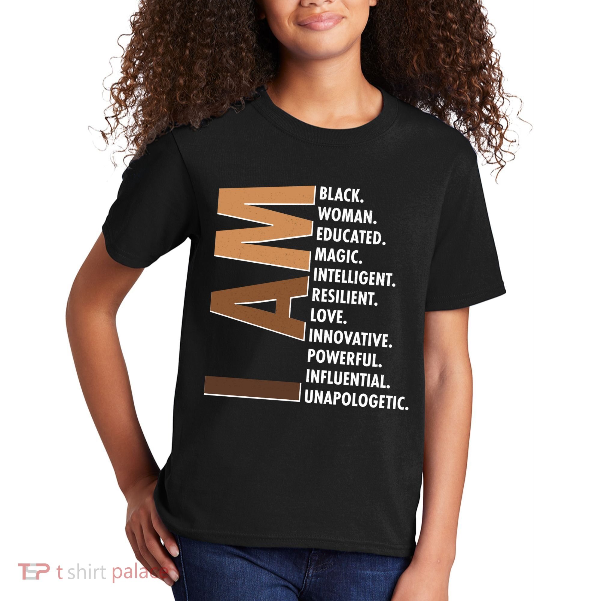 I Am Black Woman Educated Black History Month Kids T-Shirt