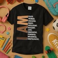 I Am Black Woman Educated Black History Month Kids T-Shirt thumb 3