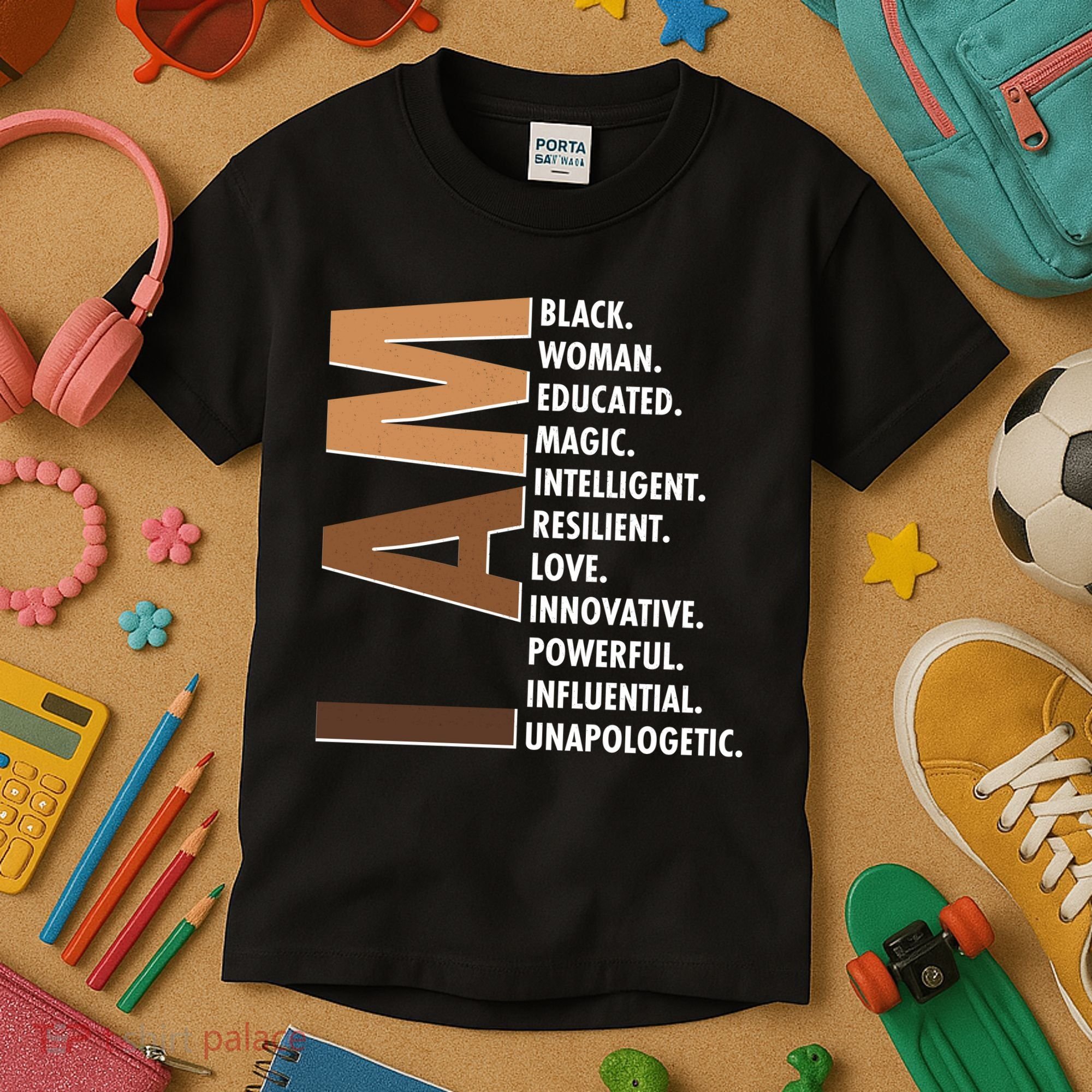 I Am Black Woman Educated Black History Month Kids T-Shirt