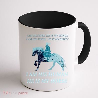 I Am His Human He is My Horse Coffee Mug back