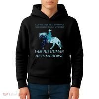I Am His Human He is My Horse Kids Hoodie thumb 4