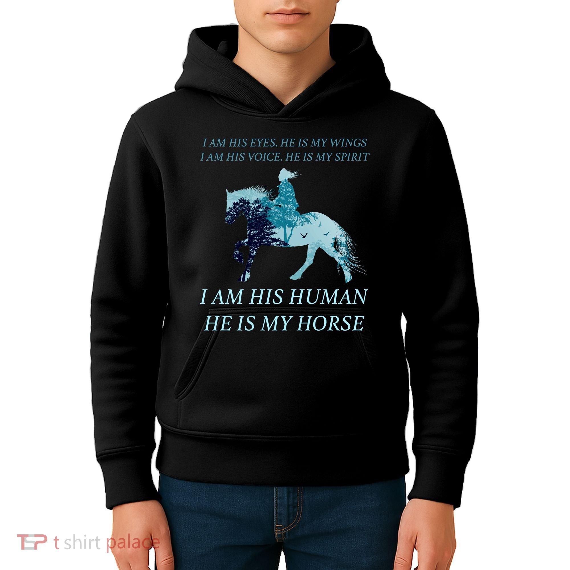 I Am His Human He is My Horse Kids Hoodie